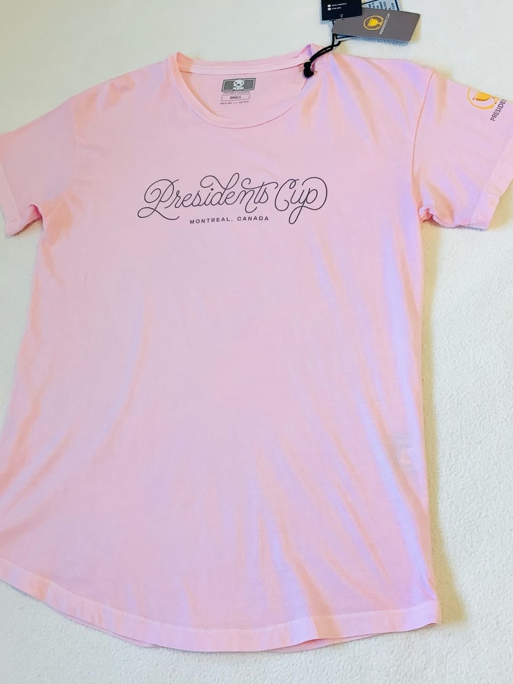 NEW Presidents Cup Golf Short Sleeve Tee Shirt Light Pink Sz.S Outdoor Athletic